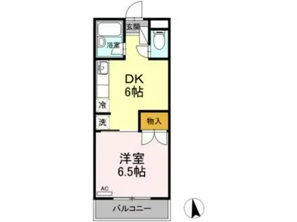 スイートピアFUJI B棟(1DK/2階)の間取り写真