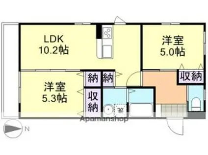 ルミエール(2LDK/2階)の間取り写真