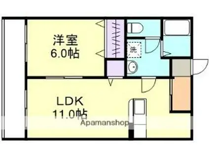 吉岡マンションD棟(1LDK/1階)の間取り写真