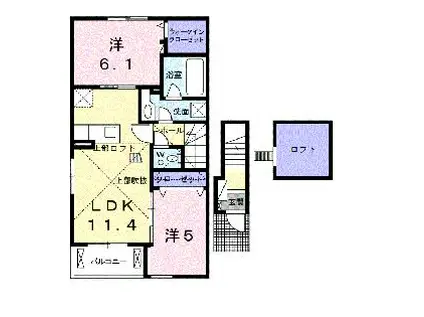 アルモニー倉敷III(2LDK/2階)の間取り写真