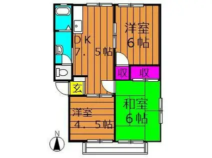 陵南ハイツ(3DK/1階)の間取り写真