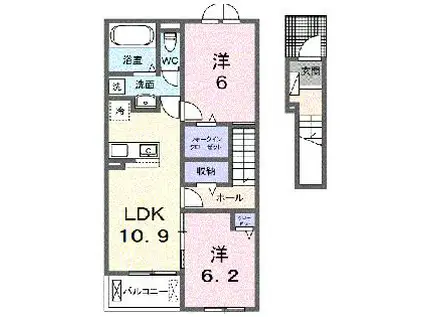 プリムローズガーデン A(2LDK/2階)の間取り写真