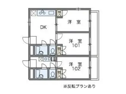 レオパレスRX寺町(1K/3階)の間取り写真