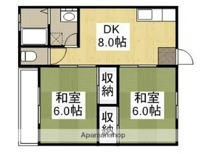 マンション光陽(2DK/3階)の間取り写真