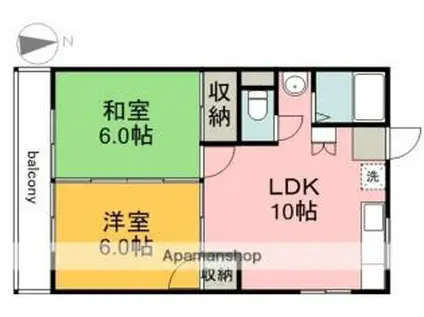 ハイム小崎ビル(2LDK/3階)の間取り写真