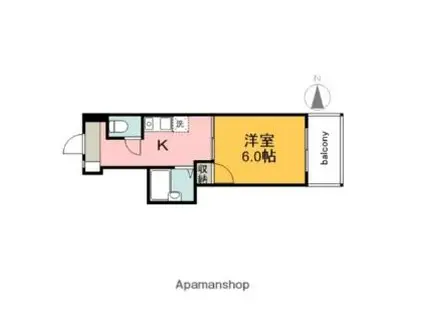 エオス舟入(1K/6階)の間取り写真