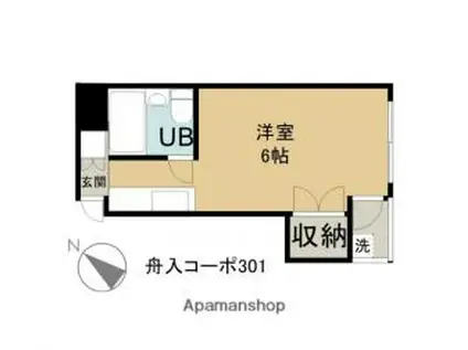 舟入コーポ(ワンルーム/3階)の間取り写真