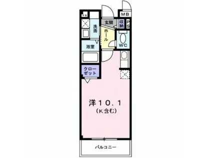 レジデンスひらお(ワンルーム/1階)の間取り写真