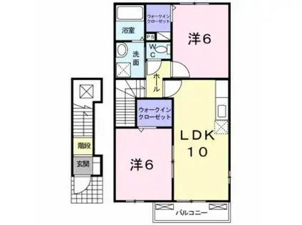 サンシャインオールウェイズC(2LDK/2階)の間取り写真