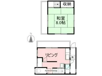 高松琴平電気鉄道琴平線 三条駅(高松) 徒歩8分 2階建 築62年(1LDK)の間取り写真