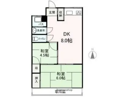 玉浦マンション(2DK/1階)の間取り写真