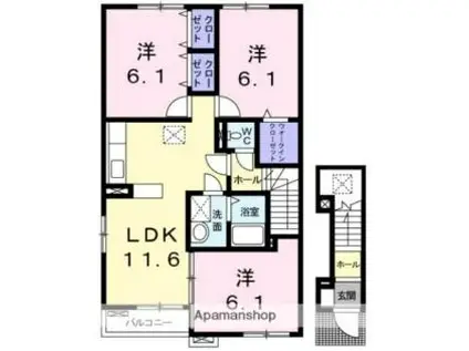 高松琴平電気鉄道長尾線 長尾駅(高松) 徒歩15分 2階建 築16年(3LDK/2階)の間取り写真