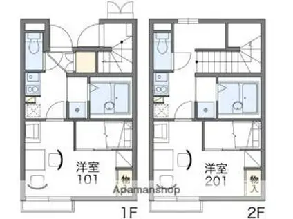 レオパレスラ スリーズ(1K/2階)の間取り写真