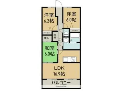 サントノーレ丸亀南(3LDK/4階)の間取り写真