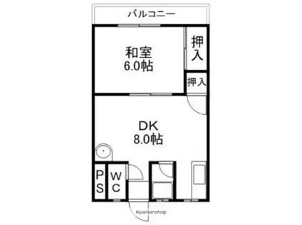 ハウス中村(1DK/2階)の間取り写真