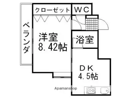 シャイングレード岩田(1DK/2階)の間取り写真