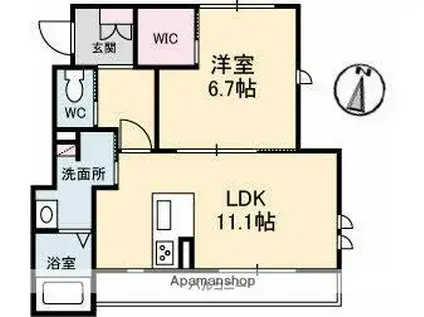 アトリエール和泉南(1LDK/2階)の間取り写真