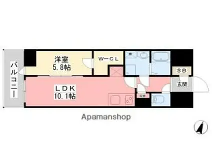 ルミナス勝山東(1LDK/12階)の間取り写真