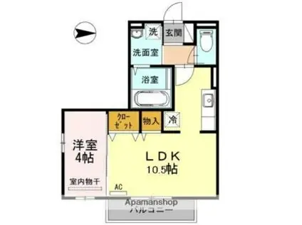 伊予鉄道横河原線 いよ立花駅 徒歩8分 2階建 築11年(1LDK/1階)の間取り写真