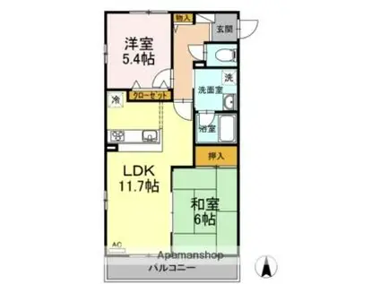 愛媛県松山市 3階建 築20年(2LDK/3階)の間取り写真