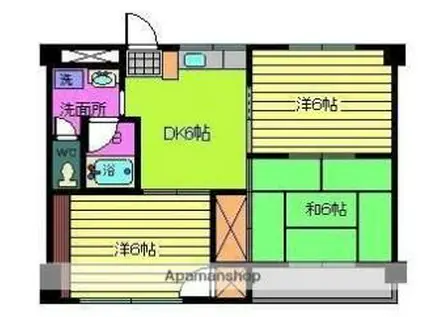 伊予鉄道環状線(JR松山駅経由) 宮田町駅 徒歩10分 4階建 築40年(3DK/4階)の間取り写真