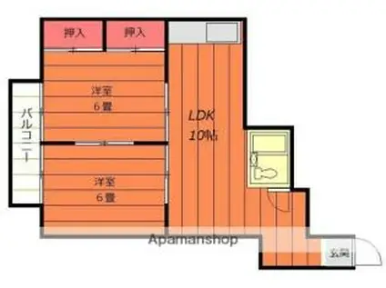 たかおマンション(2LDK/5階)の間取り写真