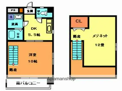 キャッスル千舟(2DK/8階)の間取り写真