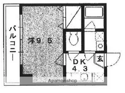 伊予鉄道高浜線 松山市駅 徒歩4分 4階建 築19年(1K/3階)の間取り写真
