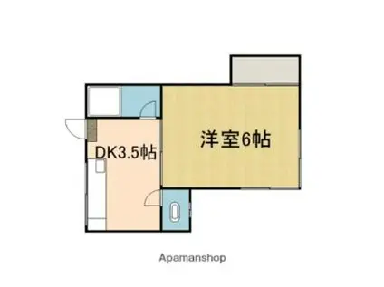 愛媛県松山市 2階建 築39年(1K/1階)の間取り写真