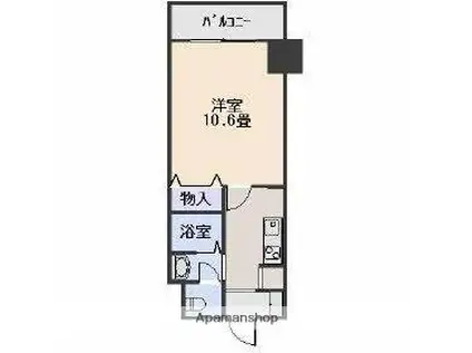 伊予鉄道市駅線 上一万駅 徒歩2分 12階建 築26年(1K/12階)の間取り写真
