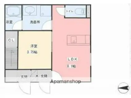 伊予鉄道横河原線 いよ立花駅 徒歩11分 2階建 築1年(1LDK/1階)の間取り写真