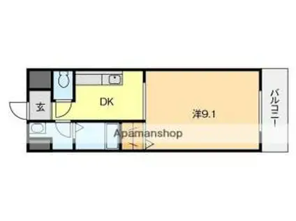 第3マンションふじ(1K/6階)の間取り写真