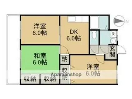 石川勉マンション(3DK/2階)の間取り写真