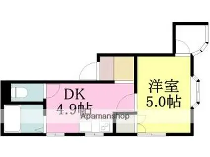 富士第6ビル(1DK/4階)の間取り写真