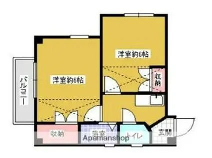 福岡市地下鉄空港線 西新駅 徒歩11分 4階建 築28年(2K/3階)の間取り写真
