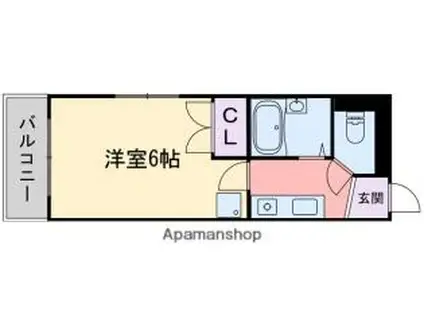 福岡市地下鉄空港線 藤崎駅(福岡) 徒歩6分 5階建 築28年(1K/2階)の間取り写真