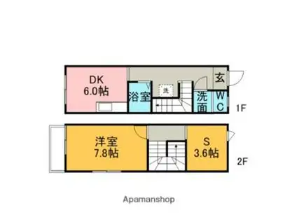 JR鹿児島本線 弥生が丘駅 徒歩13分 2階建 築17年(1SDK/1階)の間取り写真