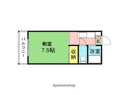 JR長崎本線 肥前麓駅 徒歩25分 3階建 築36年(1K/1階)の間取り写真