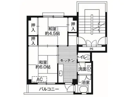ビレッジハウス竜田 2号棟(2K/2階)の間取り写真