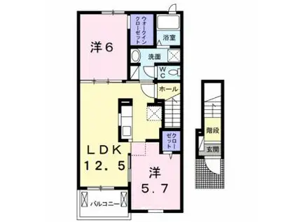 プリムラ 五番館(2LDK/2階)の間取り写真