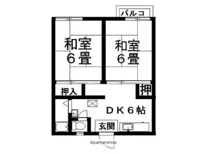 コーポ秋丸(2DK/2階)の間取り写真