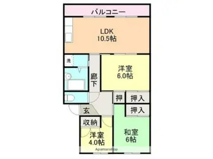 グランドゥール(3LDK/3階)の間取り写真