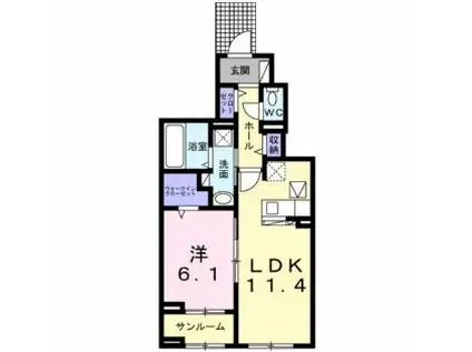 パルテンツァ(1LDK/1階)の間取り写真