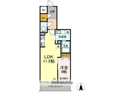 リモナーデ府内(1LDK/2階)の間取り写真