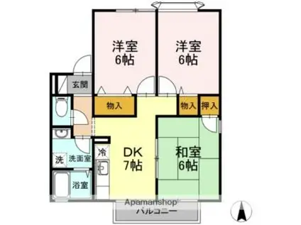 グレイス小野B(3DK/2階)の間取り写真