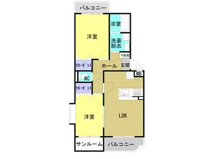 ユーミーマンション カシマ(2LDK/2階)の間取り写真