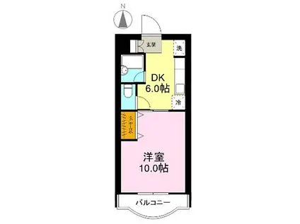 岳南電車 岳南原田駅 徒歩29分 3階建 築26年(1DK/3階)の間取り写真
