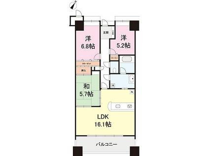 アパガーデンコート上近江(3LDK/3階)の間取り写真