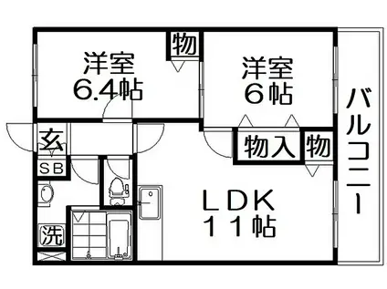 アメニティ東香里(2LDK/3階)の間取り写真