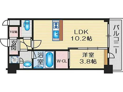スプランディッド江坂III(1LDK/4階)の間取り写真